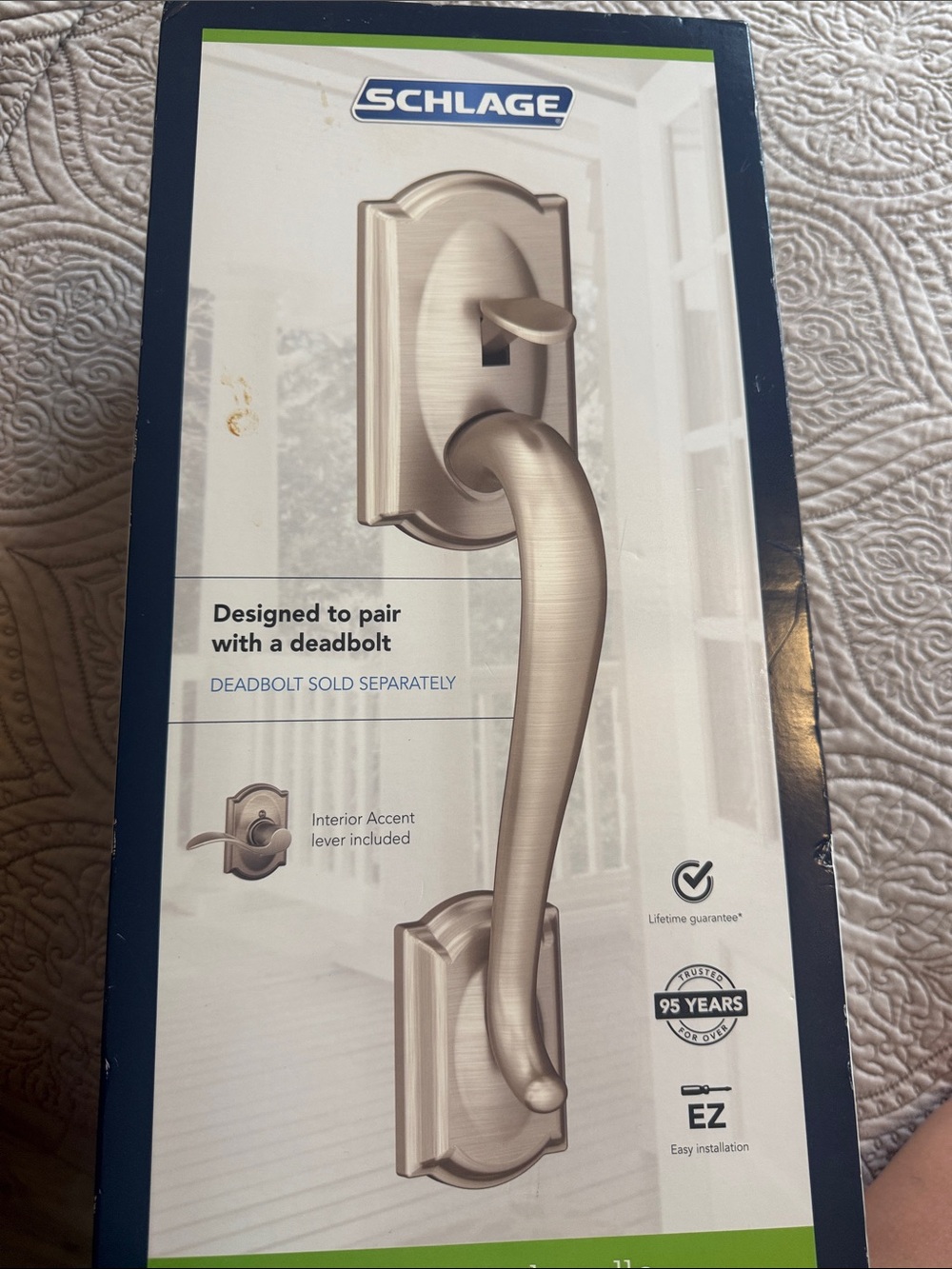 Satin Nickel Exterior Door Handle Set - Brushed Silver Finish